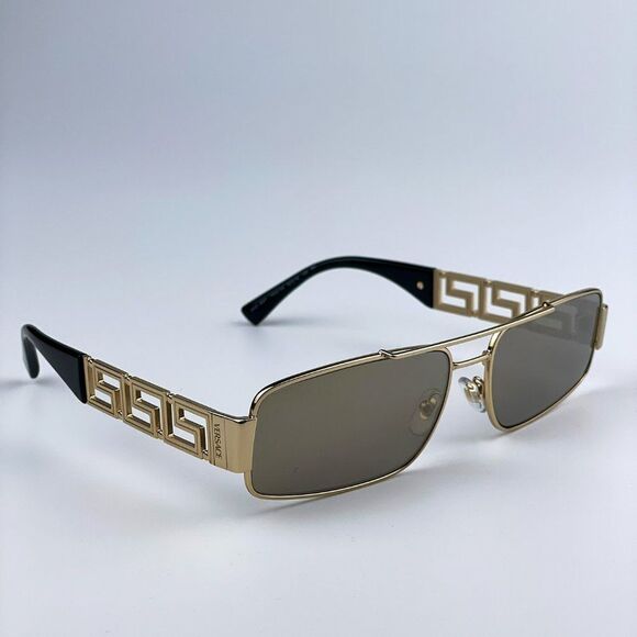 NEW Versace VE2257 10025A Gold Light Brown Mirror Metal Pilot Unisex Sunglasses - Picture 6 of 9